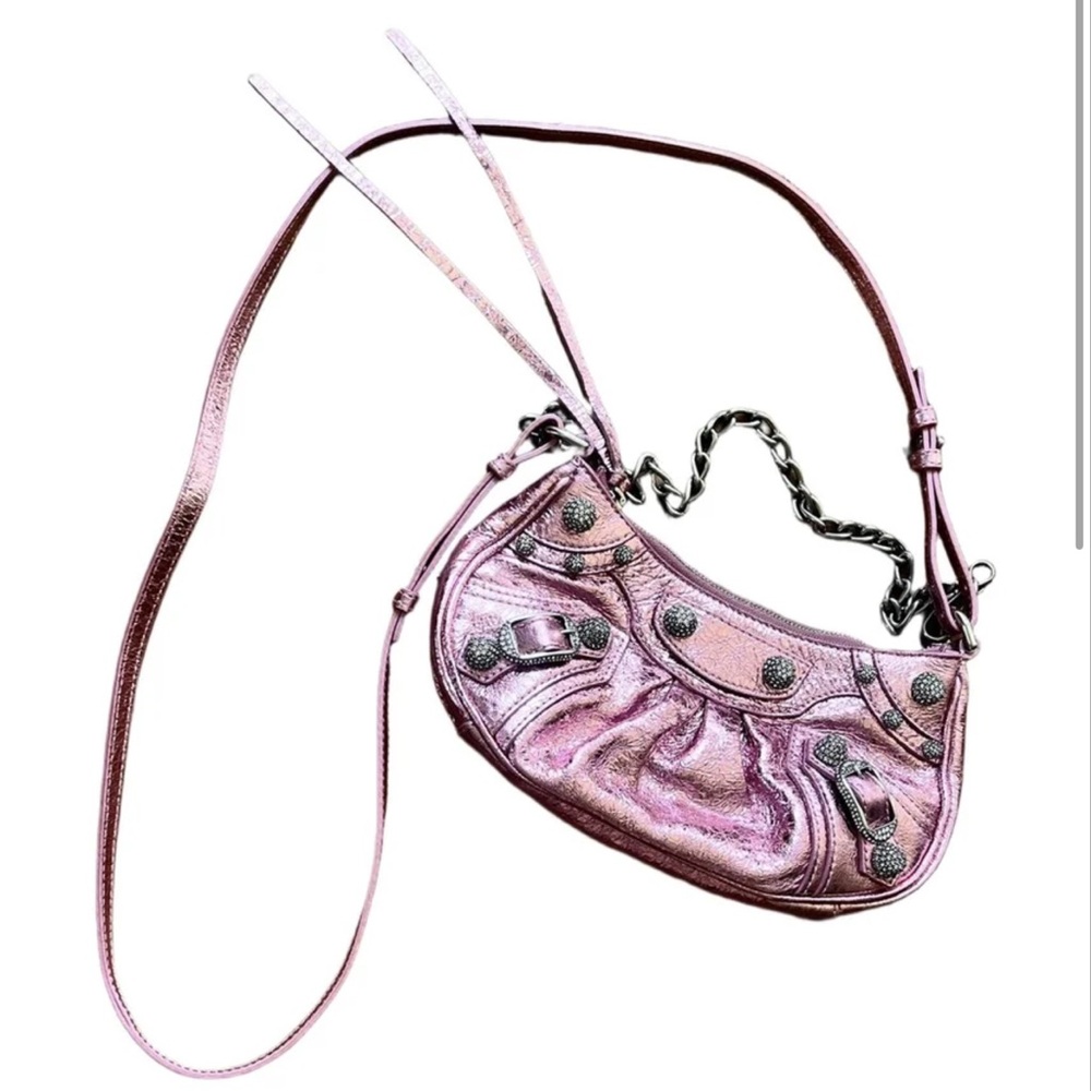 Balenciaga Metallic Pink Shoulder Bag pristine state